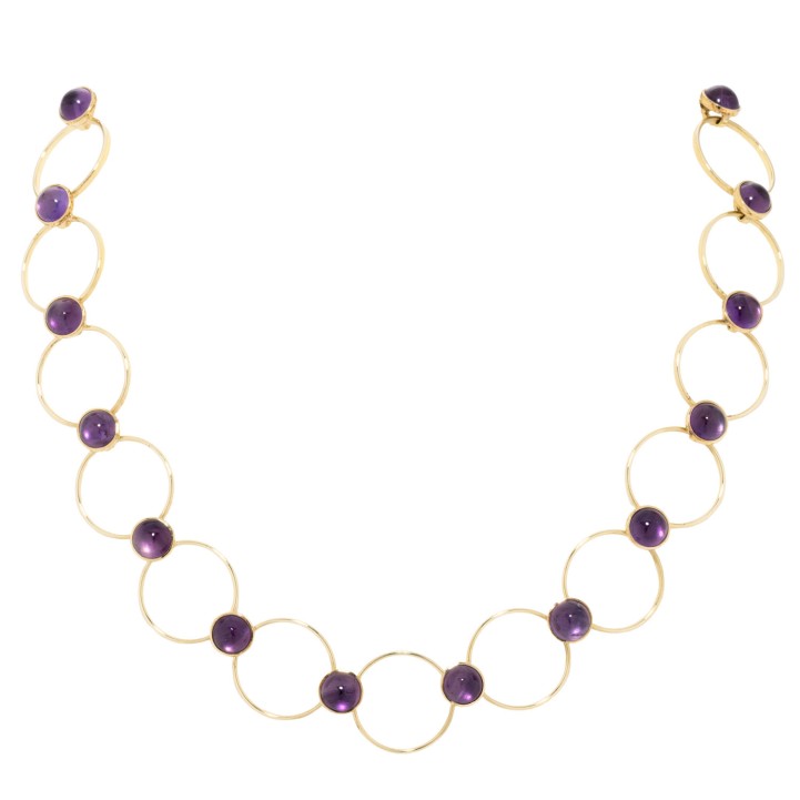 Collier mit 18 Amethystcabochon, 