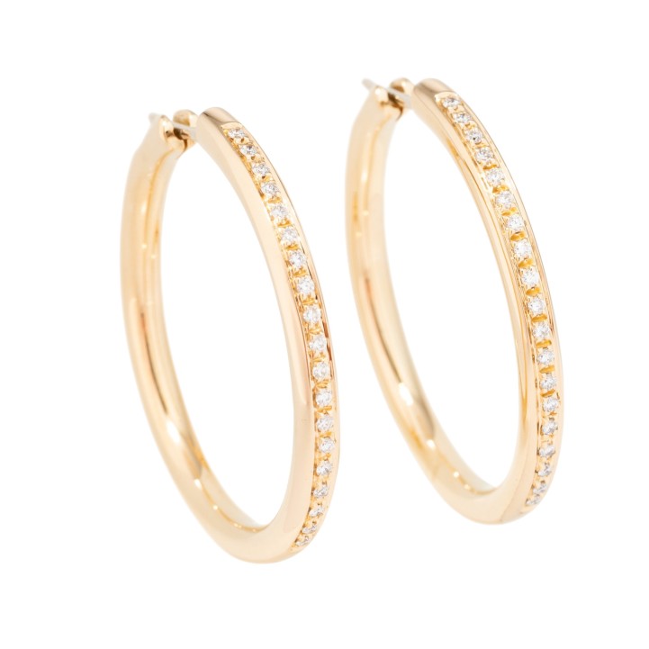 WEMPE pair of hoop earrings with 38 brilliant-cut diamonds, 