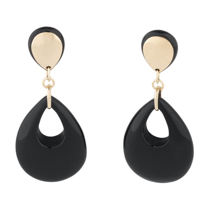 Paar Ohrhänger mit Onyx,  