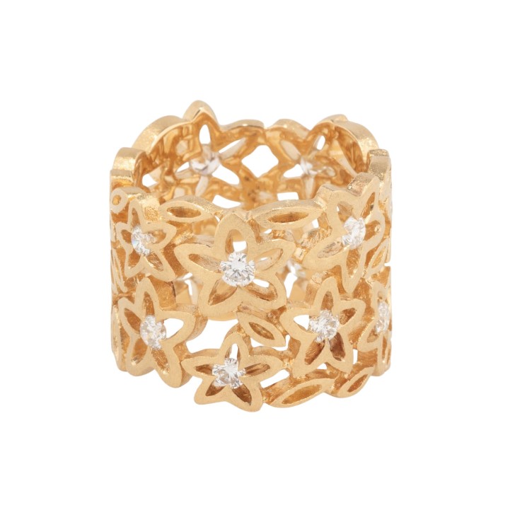 Blütenring mit 14 Brillanten, 