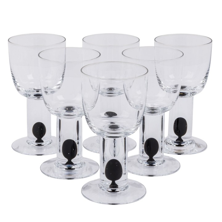 IITTALA, Finnland, 6 Weißweingläser 'OLIIVI', 20. Jh. 