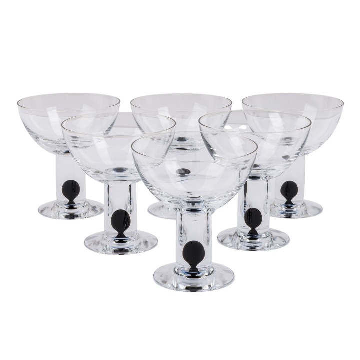 IITTALA, Finnland, 6 Champagnerschalen 'OLIIVI', 20. Jh. 
