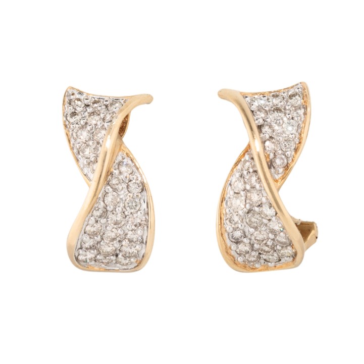 Pair of stud earrings with 56 brilliant-cut diamonds 