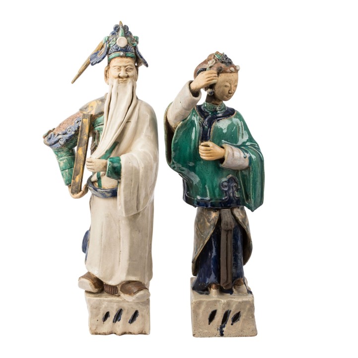 Pair of large ceramic figures. CHINA, 19th century. 