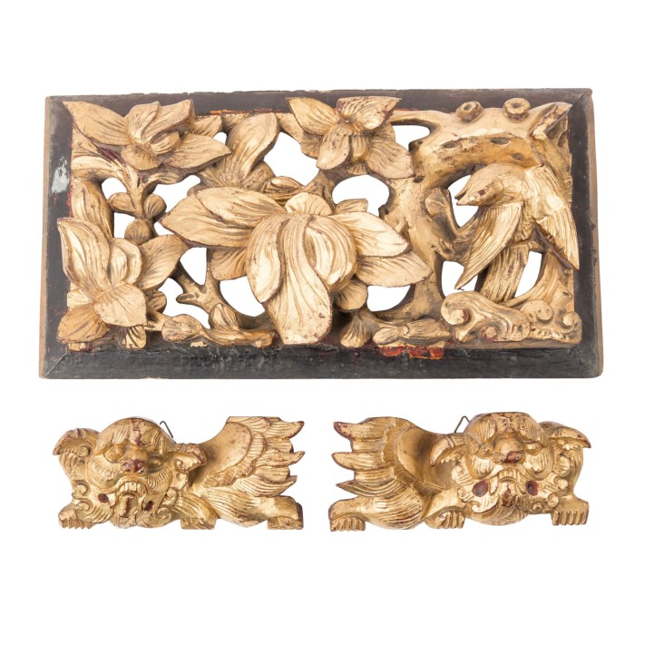 Schnitzerei-Ensemble 3-tlg., CHINA, 20. Jh.: 