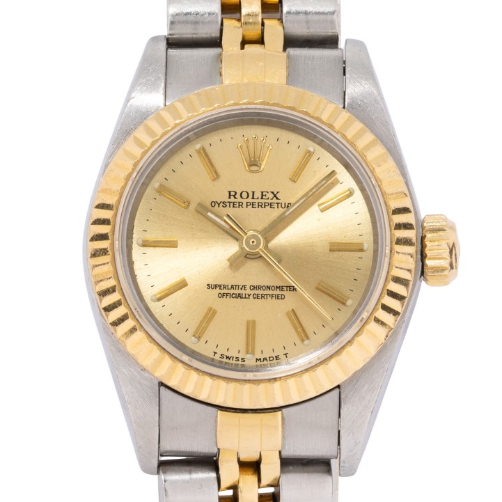 ROLEX Oyster Perpetual Ref 67193 'LC100' Damenuhr von 1997. Box und Papiere.  