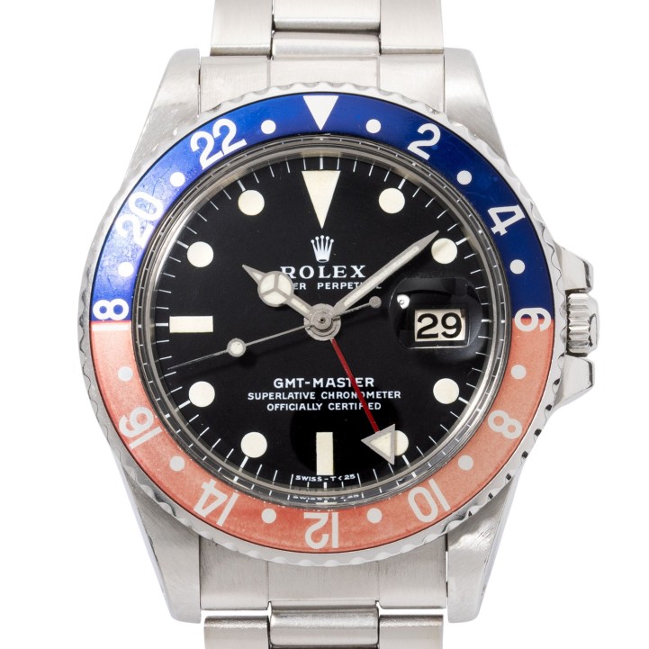 ROLEX GMT-Master Ref 1675 Mark 2 'Pepsi' Herrenuhr aus den 1970er Jahren. 