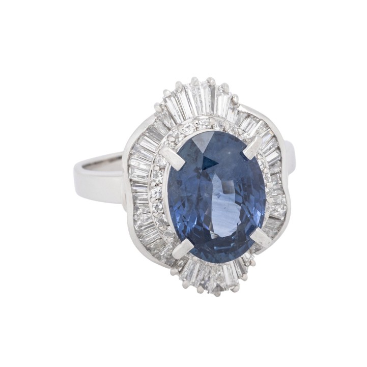 Ring mit Ceylon Saphir 6,59 ct (grav.), 