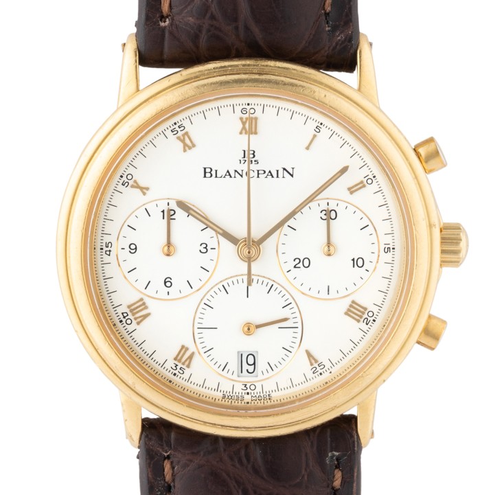 BLANCPAIN Villeret Ref  1185-1418 Herren Chronograph von 1996 mit Papieren. 