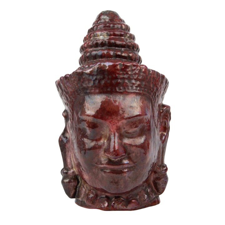 Ceramic Buddha head in Khmer style, around 1900, 