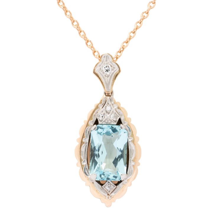 Anhänger mit Aquamarin ca. 5,7 ct, und Diamanten,  
