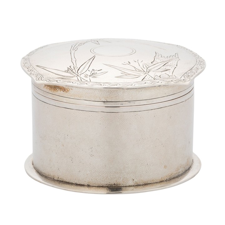 CHINA Deckeldose, 925 Silber, um 1900. 