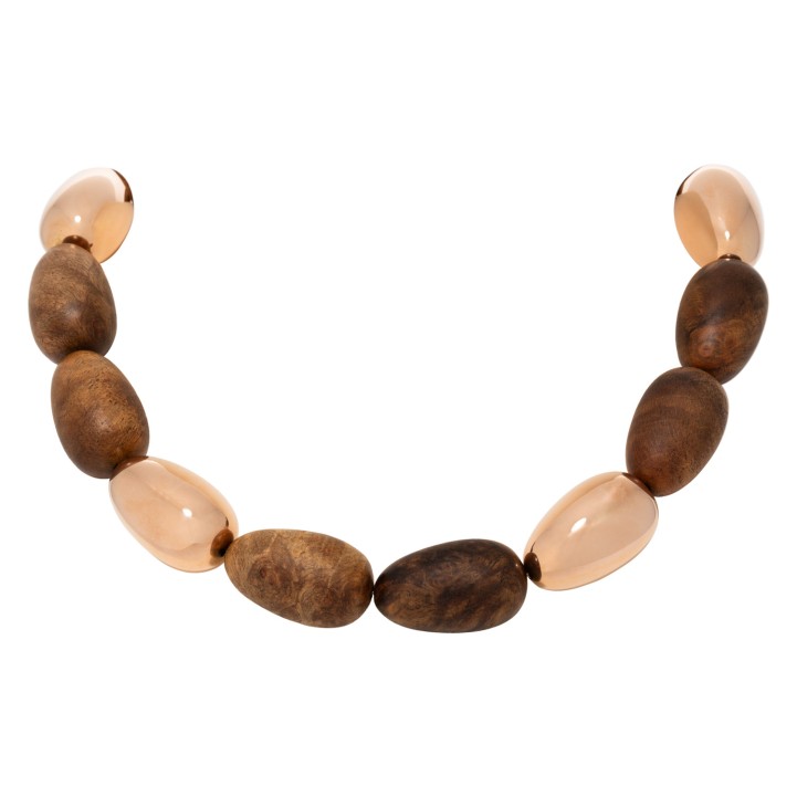 Walnut and rose gold necklace 