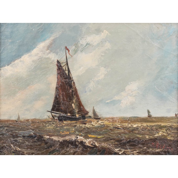 PAINTER of the Dutch school 19th/20th century, 'Sailboats on the high seas', 