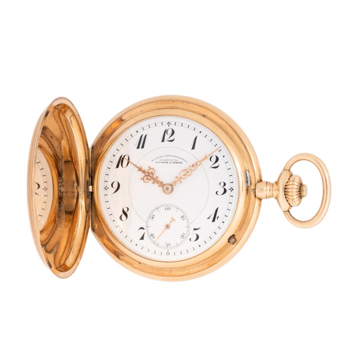 A. LANGE & SÖHNE Savonette pocket watch with chain, early 19th century. 