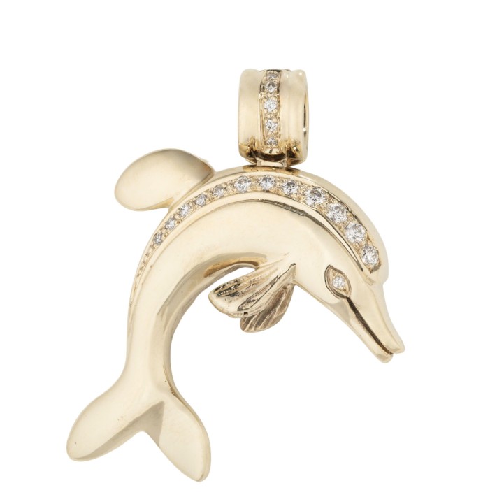 Clip pendant 'Dolphin' with diamonds  