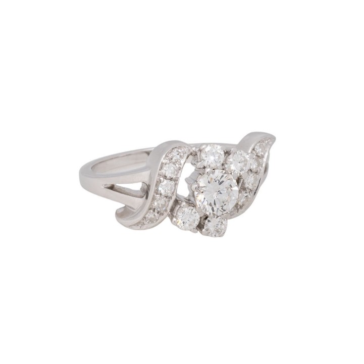 Ring mit 5 Brillanten und 10 Achtkantdiamanten zus. 0,96 ct (grav.), 