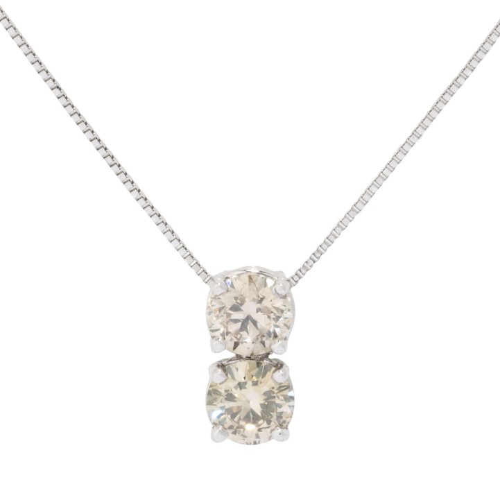 Pendant with 2 brilliant-cut diamonds totaling approx. 1.04 ct,  