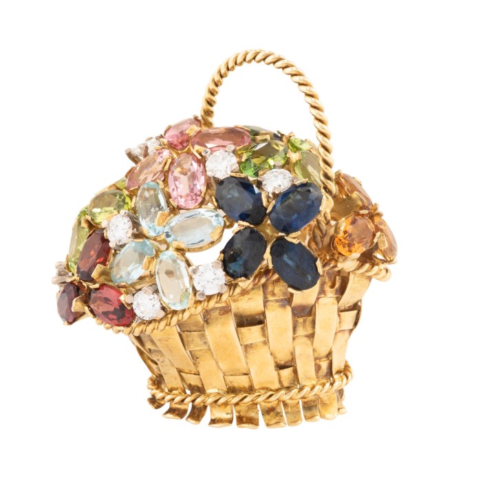 Anhänger/Brosche „Blumenkorb“ Brillanten  