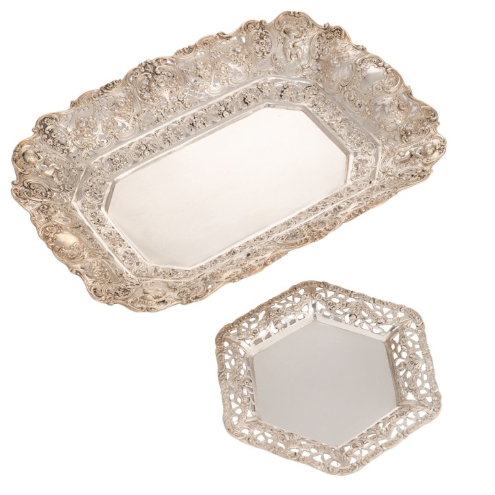 GERMANY, bowl and tray, 800 silver, 1st half 20th century 