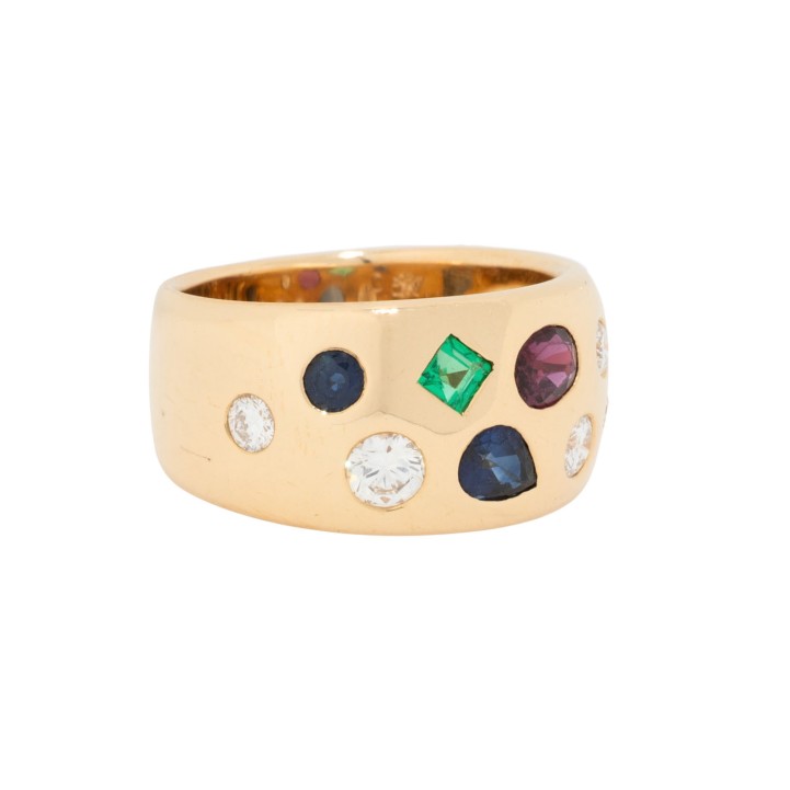 Bandring mit Farbsteinen,  