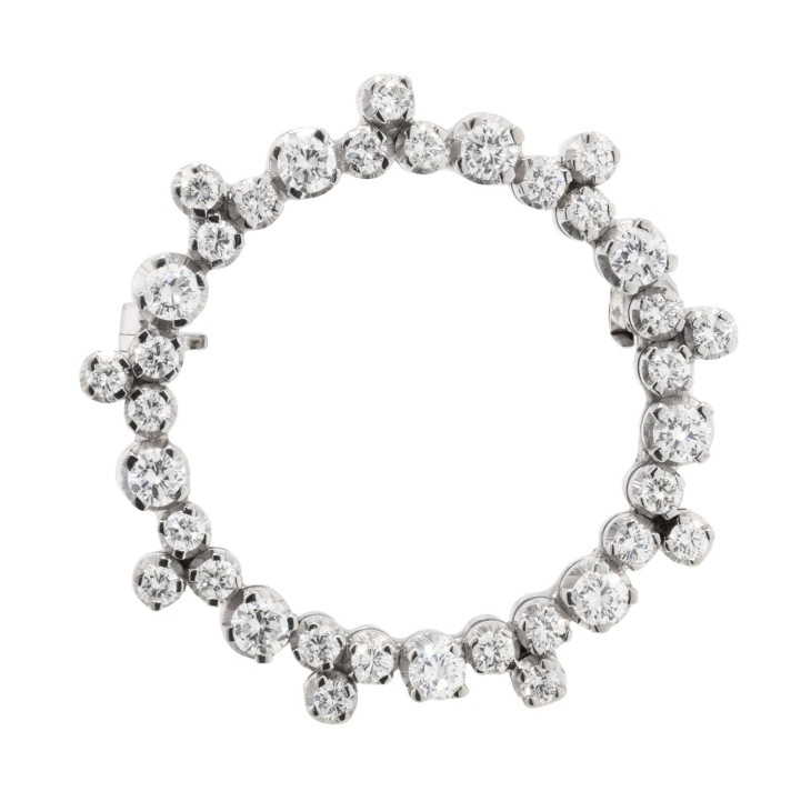 Wreath brooch with diamonds totaling ca. 1 ct, 