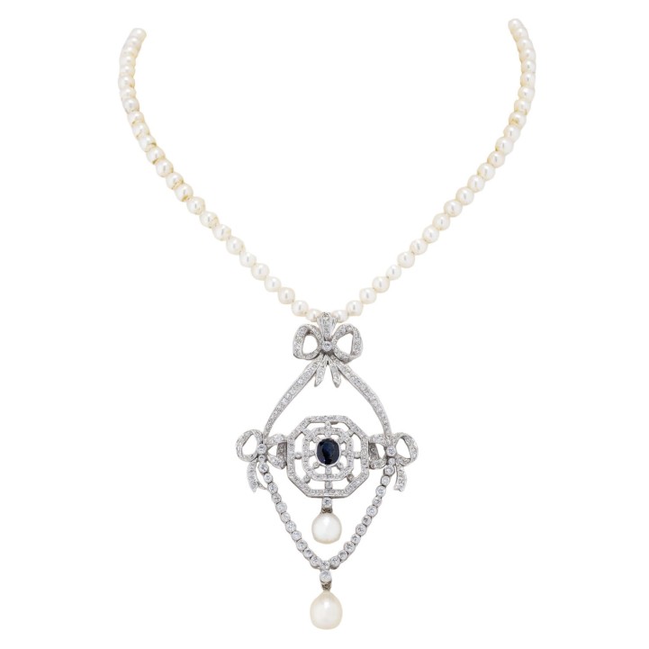 Belle Époque style clip pendant with diamonds 