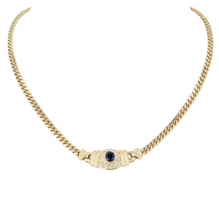 Necklace with sapphire and diamonds totaling approx. 0.96 ct, 