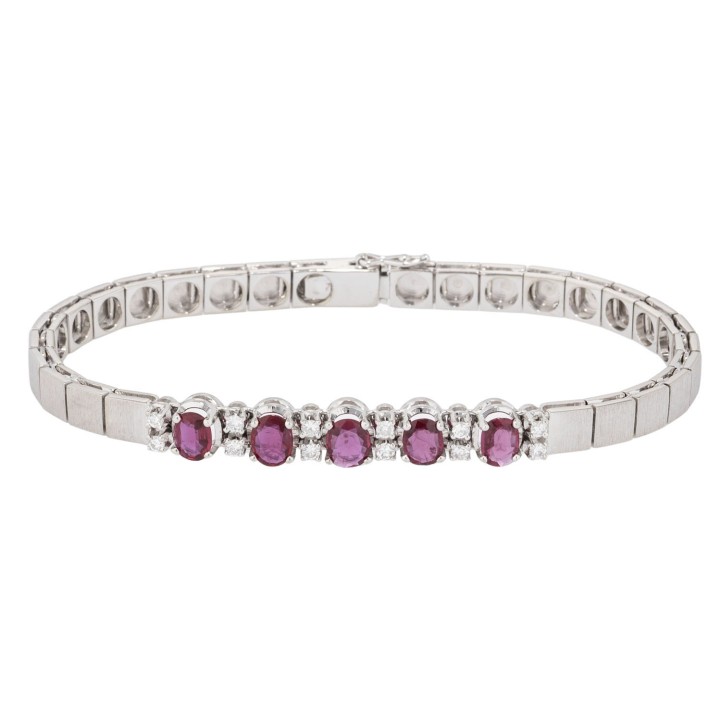 Bracelet with rubies and diamonds totaling approx. 0.24 ct, 