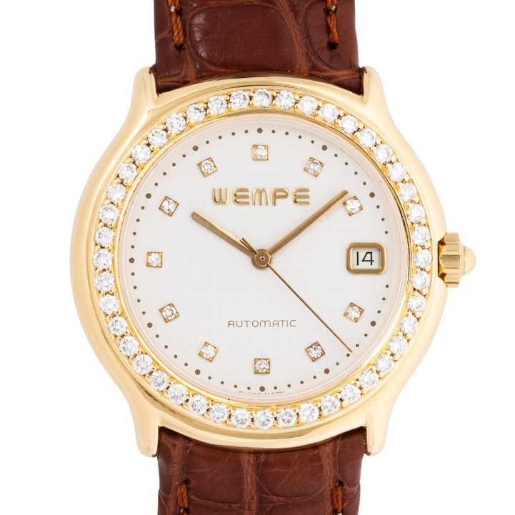 WEMPE Damenuhr 18K Gelbgold mit Brillantlünette.  