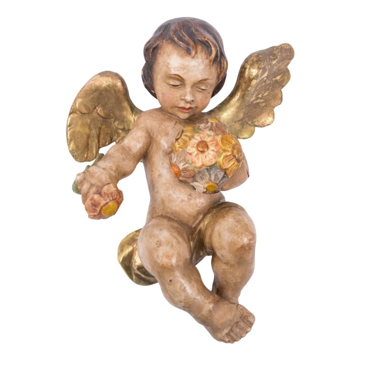 BILDSCHNITZER 20. Jh., 'Engel mit Blumenstrauß', im Barockstil, 