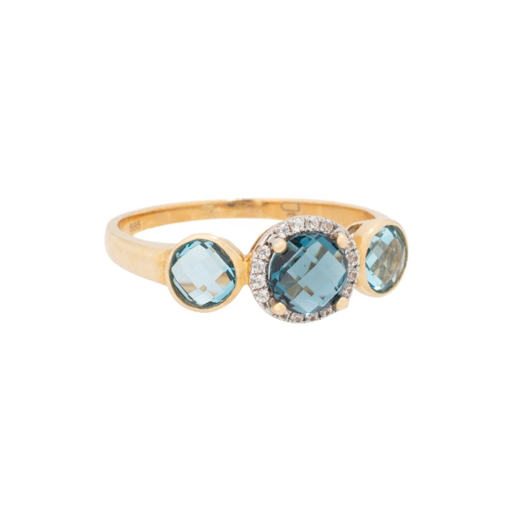 Ring with blue topazes and white stones,  