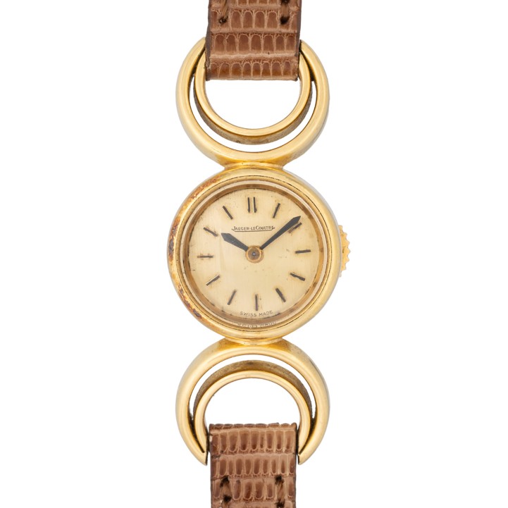 JAEGER-LECOULTRE kleine Vintage Backwinder Damenuhr mit besonderen Bandanstößen, ca. 50er Jahre. 