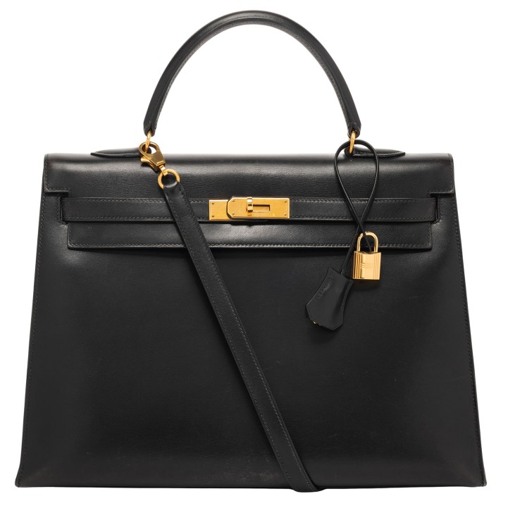 HERMÈS VINTAGE handle bag 'KELLY BAG SELLIER 35', coll.: 1996. 