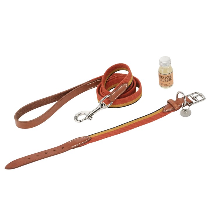PRE-LOVED ITEM BY @JENNIFERKATHE - HERMÈS dog leash set 'ROCABAR'. 
