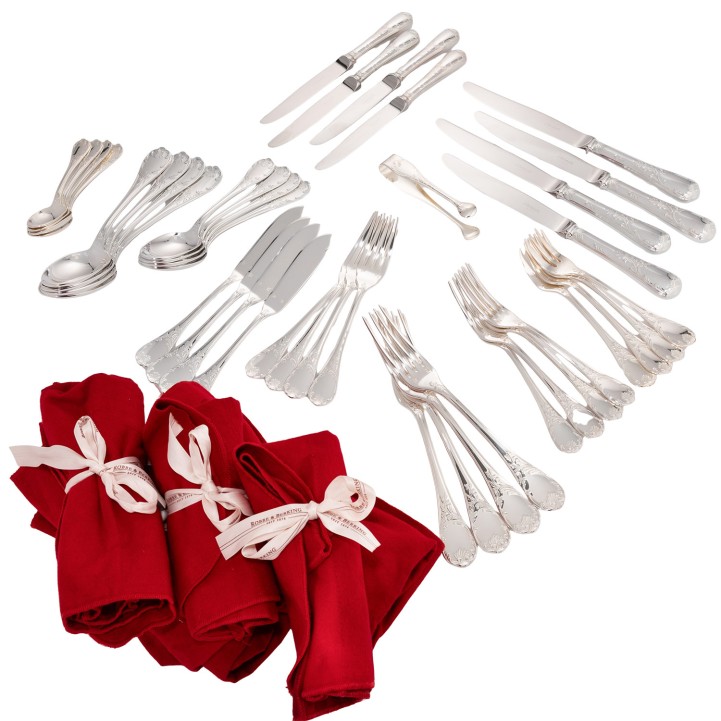 CHRISTOFLE, 41-tlg. Speisebesteck f. 4 Personen 'Marly', versilbert, 20. Jh. 