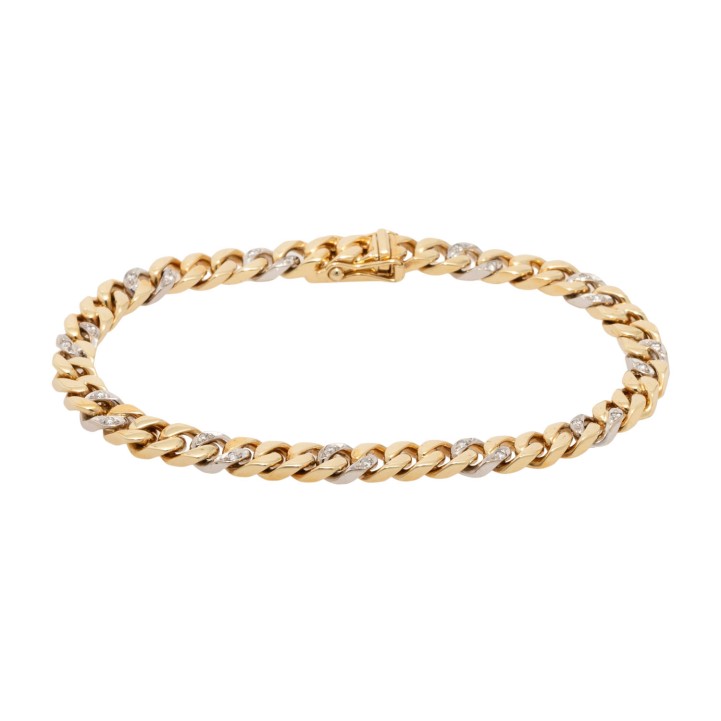 Panzerarmband mit 11 je mit 2 Brillanten besetzten 