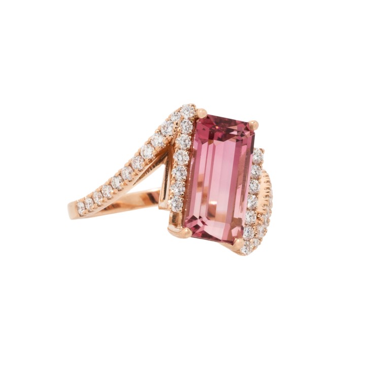 Ring mit Turmalin 4,15 ct und 36 Diamanten 