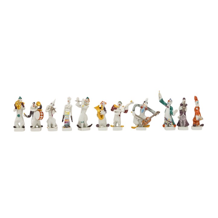 MEISSEN 11 Musicians of the Clown Band, 20th century 1st choice, 