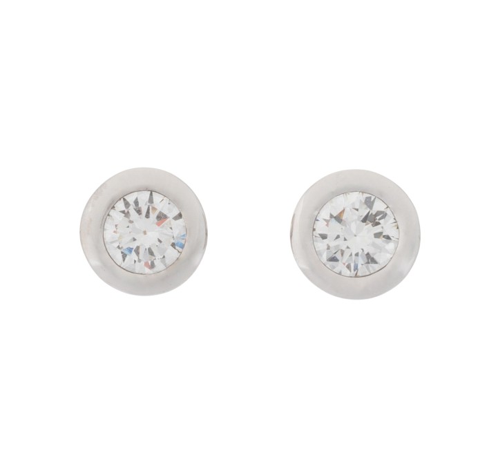Stud earrings with 2 brilliant-cut diamonds totaling 0.42 ct,  