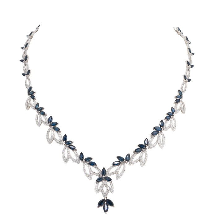 Necklace with diamonds and sapphires,  
