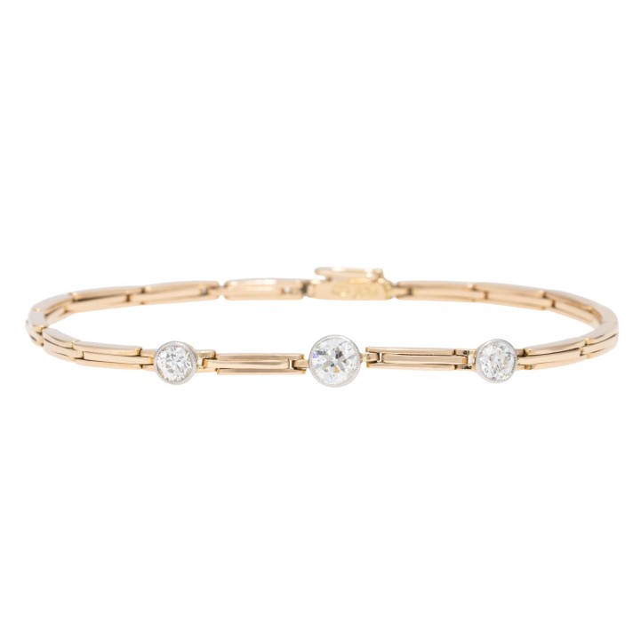 Armband mit 3 Diamanten im Altschliff  