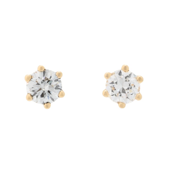 Stud earrings with 2 brilliant-cut diamonds totaling 0.54 ct,  