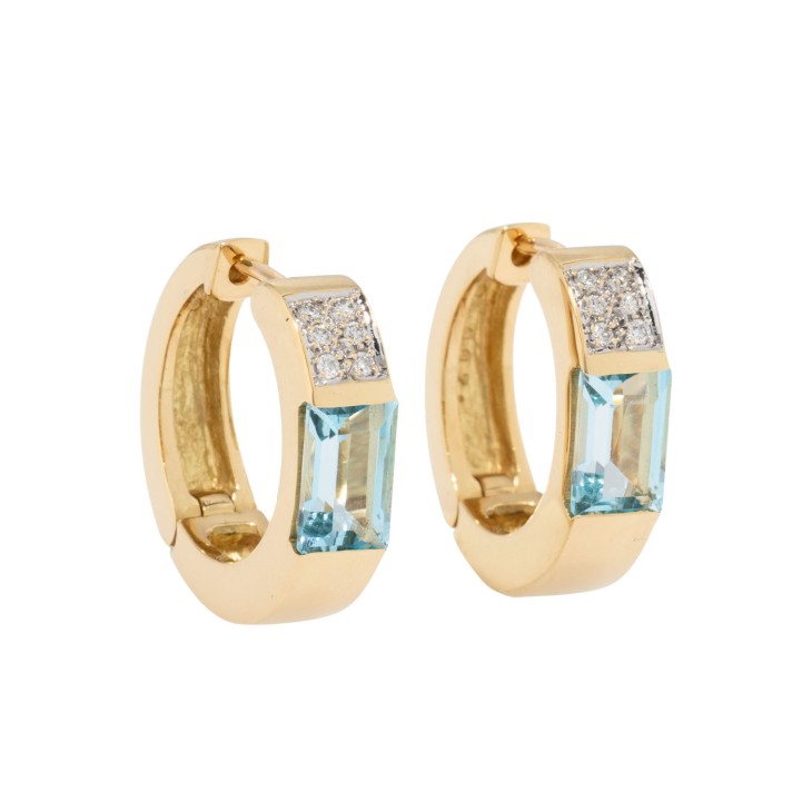 Paar Creolen mit Topas und Brillanten,  