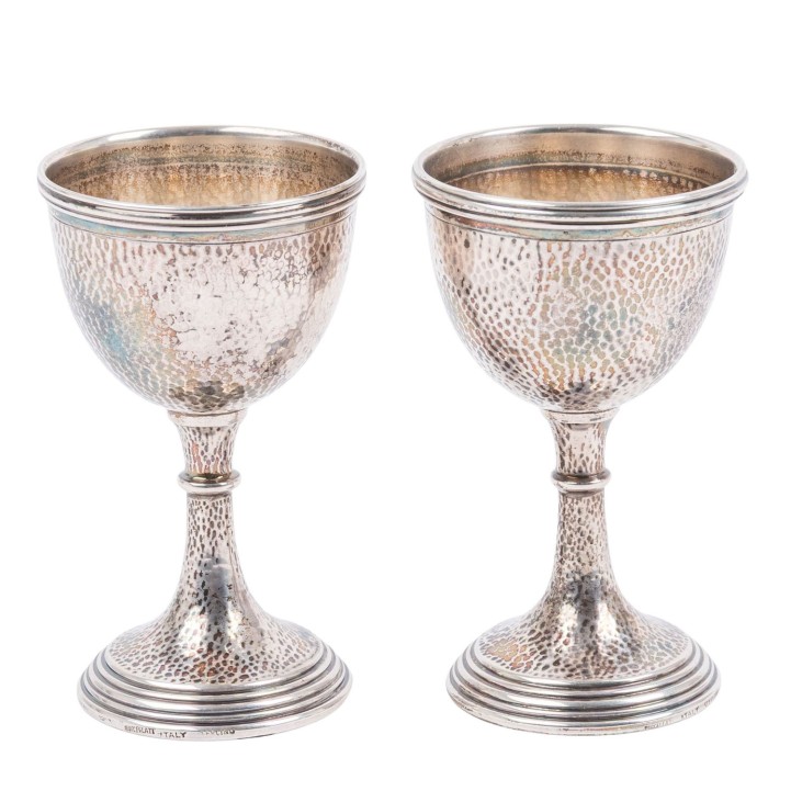 BUCCELLATI, 2 egg cups, 925 silver, 20th century 