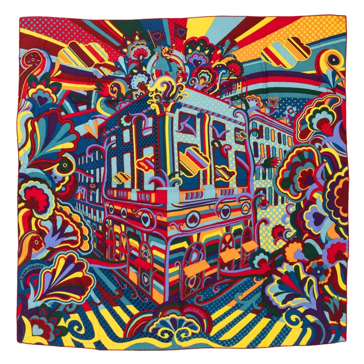 HERMÈS 140 scarf 'FAUBOURG RAINBOW', 
