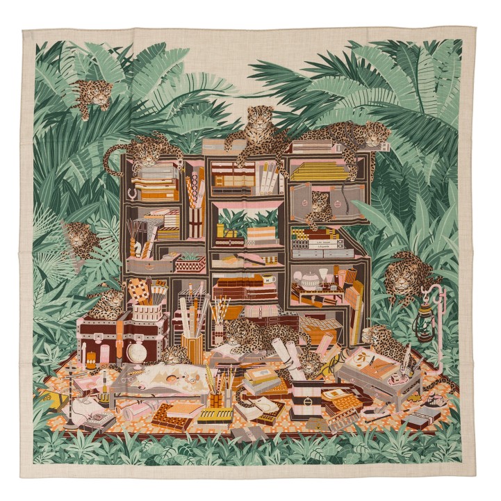HERMÈS 140 scarf 'LES DOUZE LEOPRADS', 