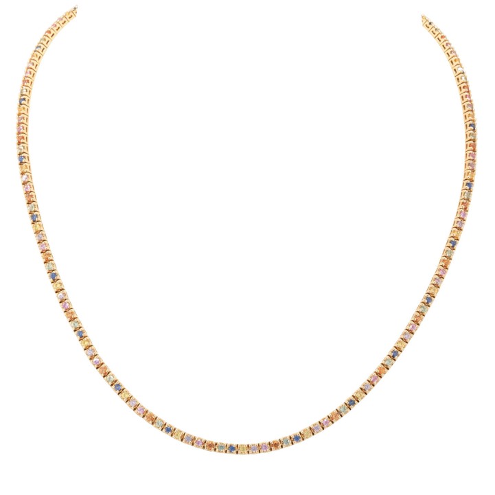 Collier aus verschiedenfarbigen Saphiren, 
