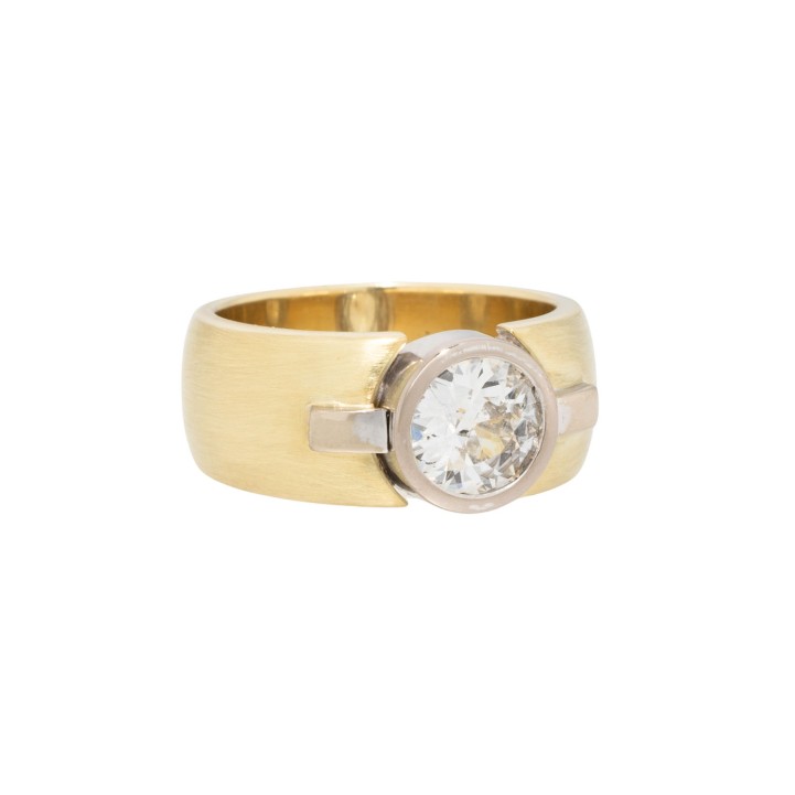 Solitärring mit Altschliffdiamant von ca. 1,5 ct, 