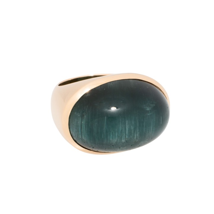GÜNTER KRAUSS Ring mit Katzenaugenturmalin   